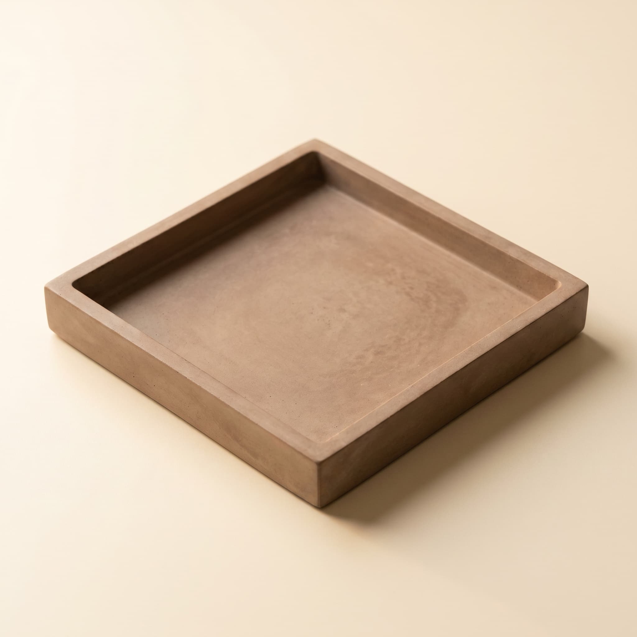 Square taupe concrete drip tray